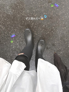 「アイテム（レインシューズ）」を使った、miyuさん（レディース・154cm）の秋コーディネート