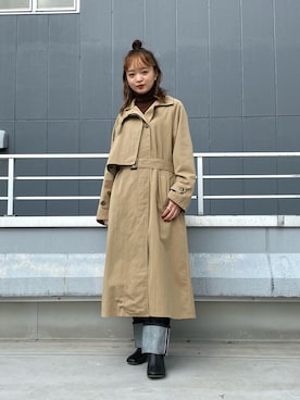 「ロールアップ」｜「アイテム（トレンチコート）」を使った、hamamoto hiyoriさん（レディース・156cm）の秋コーディネート