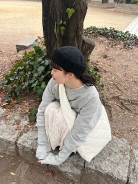 「Coming soon…」｜「アイテム（スウェット）」を使った、hamamoto hiyoriさん（レディース・157cm）の冬コーディネート