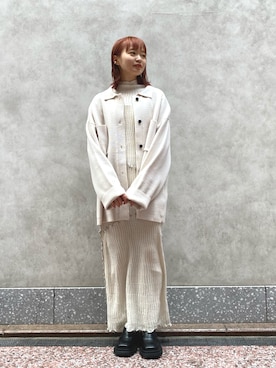 衿付きBIGカーディガンを使った人気ファッションコーディネート - WEAR