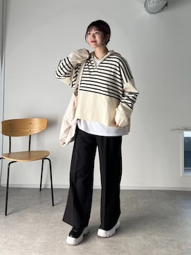 「マイベストコーデ2023」｜「アイテム（スラックス）」を使った、krn563さん（レディース・162cm）の冬コーディネート