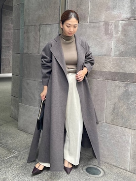 「アイテム（ノーカラーコート、ブラウン系）」を使った、chaos_misaさん（レディース・161cm）の秋コーディネート