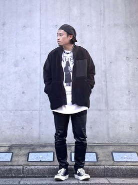 「White Mountaineering」｜「アイテム（ハンチング/ベレー帽）」を使った、もってぃーさん（メンズ・168cm）の秋コーディネート