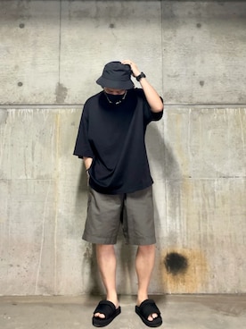 「MB（エムビー）のアイテム（帽子）」を使った、もってぃーさん（メンズ・168cm）の夏コーディネート