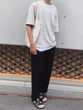 「EDWIN（エドウィン）のアイテム（サンダル）」を使った、Makiさん（メンズ・181cm）の夏コーディネート