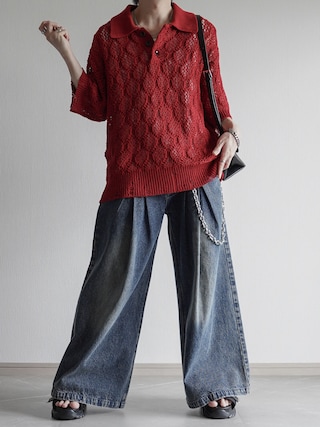 「MAISON SPECIAL(メゾンスペシャル)の《UNISEX》Sheer Lace Mesh Prime-Over Knit Polo Shirt/シアーレースメッシュプライムオーバーニットポロシャツ【MAISON SPECIAL/メゾンスペシャル】(ポロシャツ)」を使った、翔【低身長コーデ】さん(メンズ・167cm)の夏コーディネート