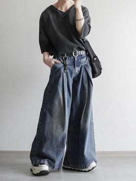 「ワイドデニム」｜翔【低身長コーデ】さん（メンズ・167cm）の春コーディネート