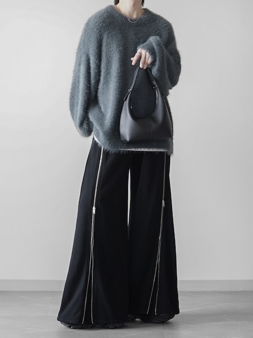 ELLUV/エルヴ】ヘビーシャギーファブリック バルーンスリーブミドル