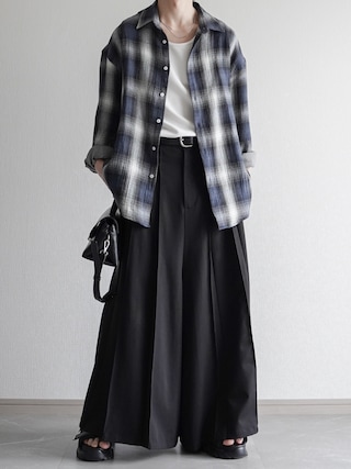 「Chikashitsu +（チカシツプラス）の【Chikashitsu +】shadow check shirt / 【チカシツプラス】シャドウチェック長袖シャツ（シャツ/ブラウス）」を使った、翔【低身長コーデ】さん（メンズ・167cm）の春コーディネート