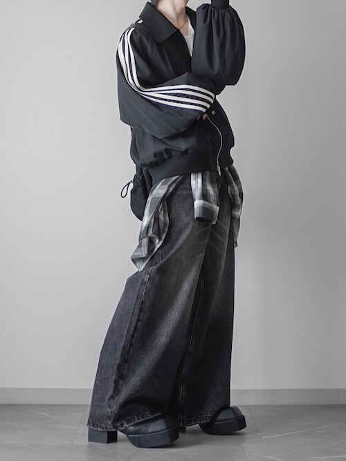 セール】サイドベルト ワイドフレアデニムパンツ NZK6069【MASONPRINCE