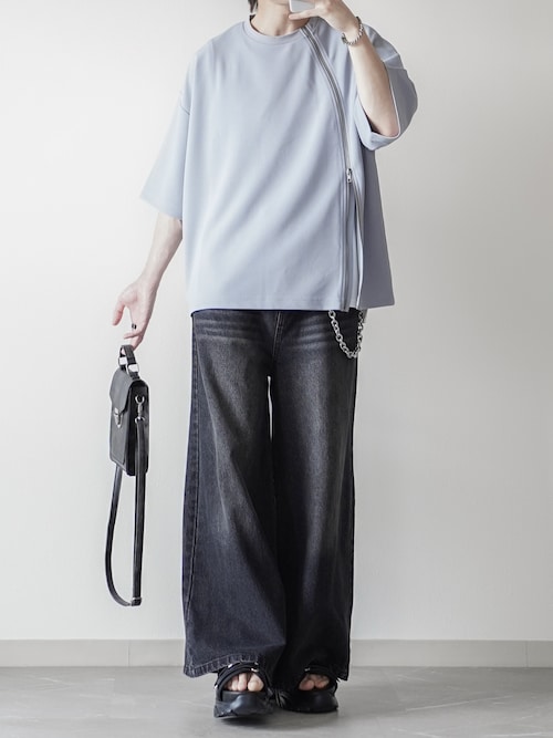 ELLUV/エルヴ】クリアジョーゼット ラウンドジップ 半袖Tシャツ