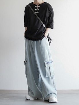 「ワイドデニム」｜翔【低身長コーデ】さん（メンズ・167cm）の春コーディネート