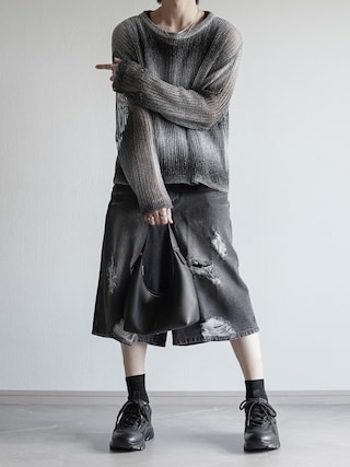「LANDNESS(ランドネス)の【LANDNESS/ランドネス】VINTAGE DISTRESSED WIDE DENIM HALF PANTS/ヴィンテージダメージワイドデニムハーフパンツ(デニムパンツ)」を使った、翔【低身長コーデ】さん(メンズ・167cm)の夏コーディネート