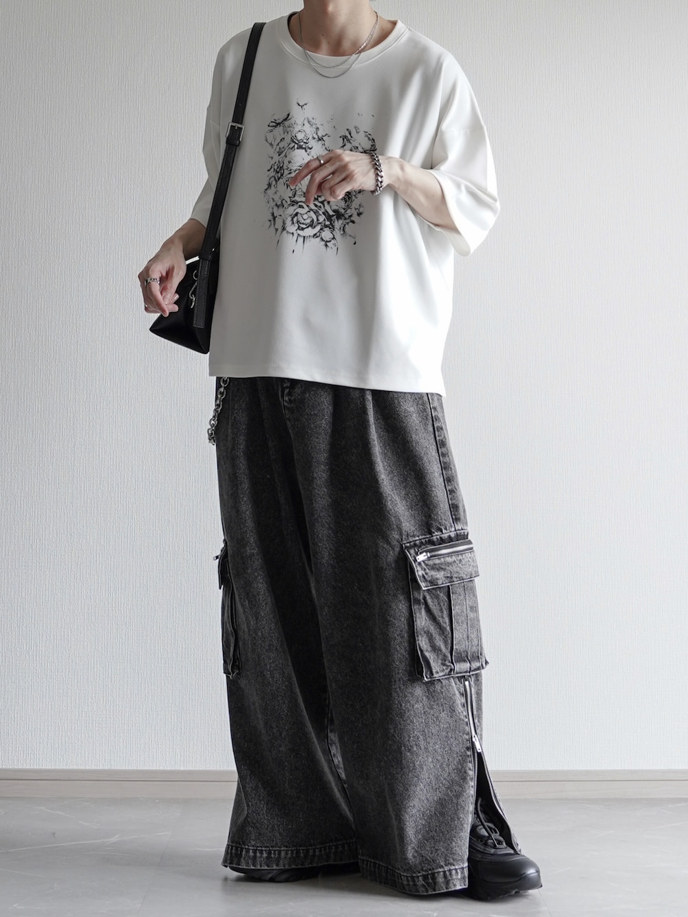 welise×翔】モードギミックワイドカーゴパンツ/ドレープTR/12oz
