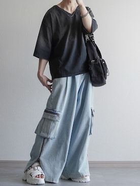 「アイテム（カーゴパンツ）」を使った、翔【低身長コーデ】さん（メンズ・167cm）の春コーディネート