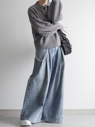 「ELLUV(エルブ)の【ELLUV/エルヴ】エレガンスラメシアー ショート丈長袖ポロシャツ(ポロシャツ)」を使った、翔【低身長コーデ】さん(メンズ・167cm)の春コーディネート