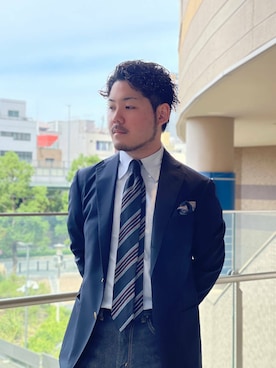 「アイテム（ハンカチ/ハンドタオル）」を使った、keisuke kyomotoさん（メンズ・169cm）の秋コーディネート
