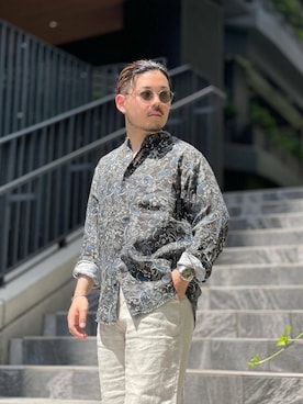 「アイテム（メガネ）」を使った、keisuke kyomotoさん（メンズ・169cm）の夏コーディネート