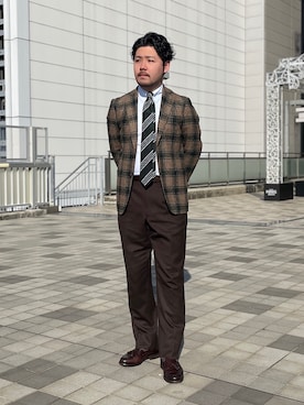 「アイテム（テーラードジャケット）」を使った、keisuke kyomotoさん（メンズ・169cm）の冬コーディネート