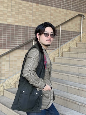 「Barbour（バブアー）のアイテム（その他アウター）」を使った、keisuke kyomotoさん（メンズ・169cm）の冬コーディネート