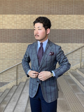 「アイテム（スーツパンツ）」を使った、keisuke kyomotoさん（メンズ・169cm）の夏コーディネート