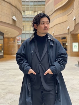 「アイテム（スーツパンツ）」を使った、keisuke kyomotoさん（メンズ・169cm）の冬コーディネート