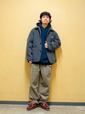 「アイテム（カバーオール）」を使った、DAIKI TAKEYAさん（メンズ・165cm）の冬コーディネート