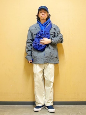 「オーバーシャツ」｜「アイテム（ブルゾン）」を使った、DAIKI TAKEYAさん（メンズ・165cm）の冬コーディネート