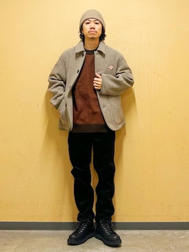 「アイテム（カバーオール）」を使った、DAIKI TAKEYAさん（メンズ・165cm）の冬コーディネート