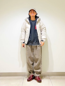 「アイテム（ダウンジャケット/コート）」を使った、DAIKI TAKEYAさん（メンズ・165cm）の秋コーディネート