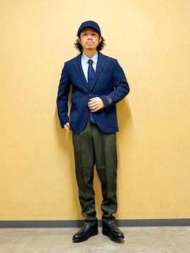 「スーツ」｜「アイテム（その他アウター）」を使った、DAIKI TAKEYAさん（メンズ・165cm）の冬コーディネート
