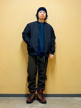 「Gramicci（グラミチ）のアイテム（ダウンジャケット/コート）」を使った、DAIKI TAKEYAさん（メンズ・165cm）の冬コーディネート