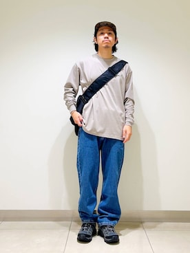 「PENNEYS（ぺニーズ）の『別注』PENNEYS×DOORS　THE FOX 天竺 Long-Sleeve T-Shirts（Tシャツ/カットソー）」を使った、DAIKI TAKEYAさん（メンズ・165cm）の秋コーディネート