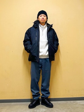 「アイテム（ダウンジャケット/コート）」を使った、DAIKI TAKEYAさん（メンズ・165cm）の秋コーディネート