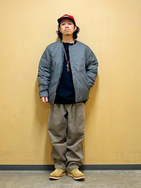「アイテム（ダウンジャケット/コート）」を使った、DAIKI TAKEYAさん（メンズ・165cm）の冬コーディネート