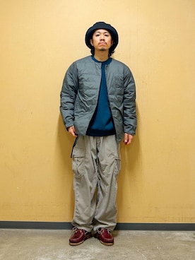 「アイテム（ダウンジャケット/コート）」を使った、DAIKI TAKEYAさん（メンズ・165cm）の秋コーディネート