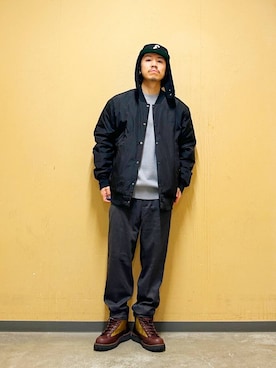 「Gramicci（グラミチ）のアイテム（ダウンジャケット/コート）」を使った、DAIKI TAKEYAさん（メンズ・165cm）の冬コーディネート