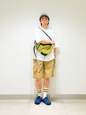 「Snow Peak（スノーピーク）のアイテム」を使った、DAIKI TAKEYAさん（メンズ・165cm）の夏コーディネート