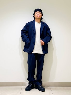「アイテム（セットアップ）」を使った、DAIKI TAKEYAさん（メンズ・165cm）の秋コーディネート