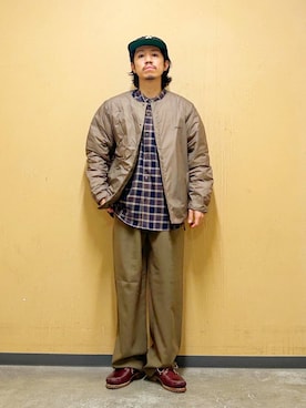「アイテム（ダウンジャケット/コート）」を使った、DAIKI TAKEYAさん（メンズ・165cm）の秋コーディネート