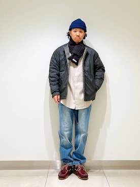 「アイテム（マフラー）」を使った、DAIKI TAKEYAさん（メンズ・165cm）の秋コーディネート