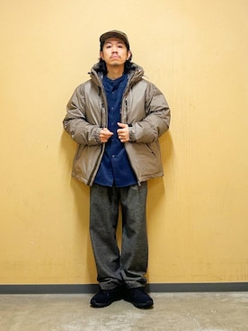 「アイテム（ダウンジャケット/コート）」を使った、DAIKI TAKEYAさん（メンズ・165cm）の秋コーディネート