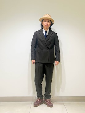 「アイテム（スーツパンツ）」を使った、DAIKI TAKEYAさん（メンズ・165cm）の秋コーディネート