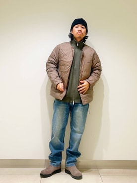 「アイテム（ダウンジャケット/コート）」を使った、DAIKI TAKEYAさん（メンズ・165cm）の秋コーディネート