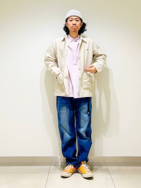「Gramicci」｜「アイテム（ニットキャップ/ビーニー）」を使った、DAIKI TAKEYAさん（メンズ・165cm）の春コーディネート