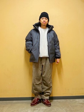 「アイテム（ダウンジャケット/コート）」を使った、DAIKI TAKEYAさん（メンズ・165cm）の秋コーディネート
