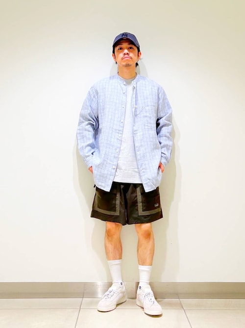『XLサイズ/WEB限定』シルケットリネンバンドカラーロングスリーブシャツ