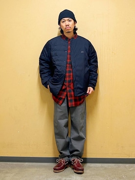 「アイテム（ダウンジャケット/コート）」を使った、DAIKI TAKEYAさん（メンズ・165cm）の秋コーディネート