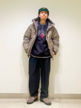 「アイテム（ダウンジャケット/コート）」を使った、DAIKI TAKEYAさん（メンズ・165cm）の秋コーディネート