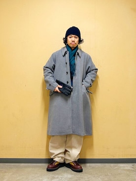 「オーバーコート」｜「アイテム（ブーツ）」を使った、DAIKI TAKEYAさん（メンズ・165cm）の秋コーディネート